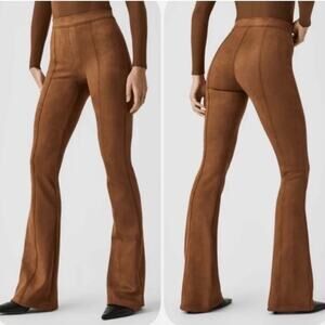 Spanx Faux Suede Flare Pants in Rich Caramel Seamed Pull On 20323R Size Large